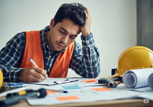 Frustrated operator with paperwork